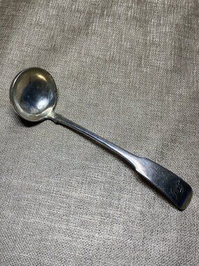 Antique Victorian Scottish Sterling Silver Sauce Ladle Edinburgh Duty Head